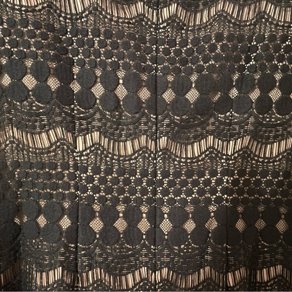 Jessica Howard Womans Black Lace Dress Sz 6 Tan Lining 3/4 Sheer Sleeves Cotton - Picture 6 of 7